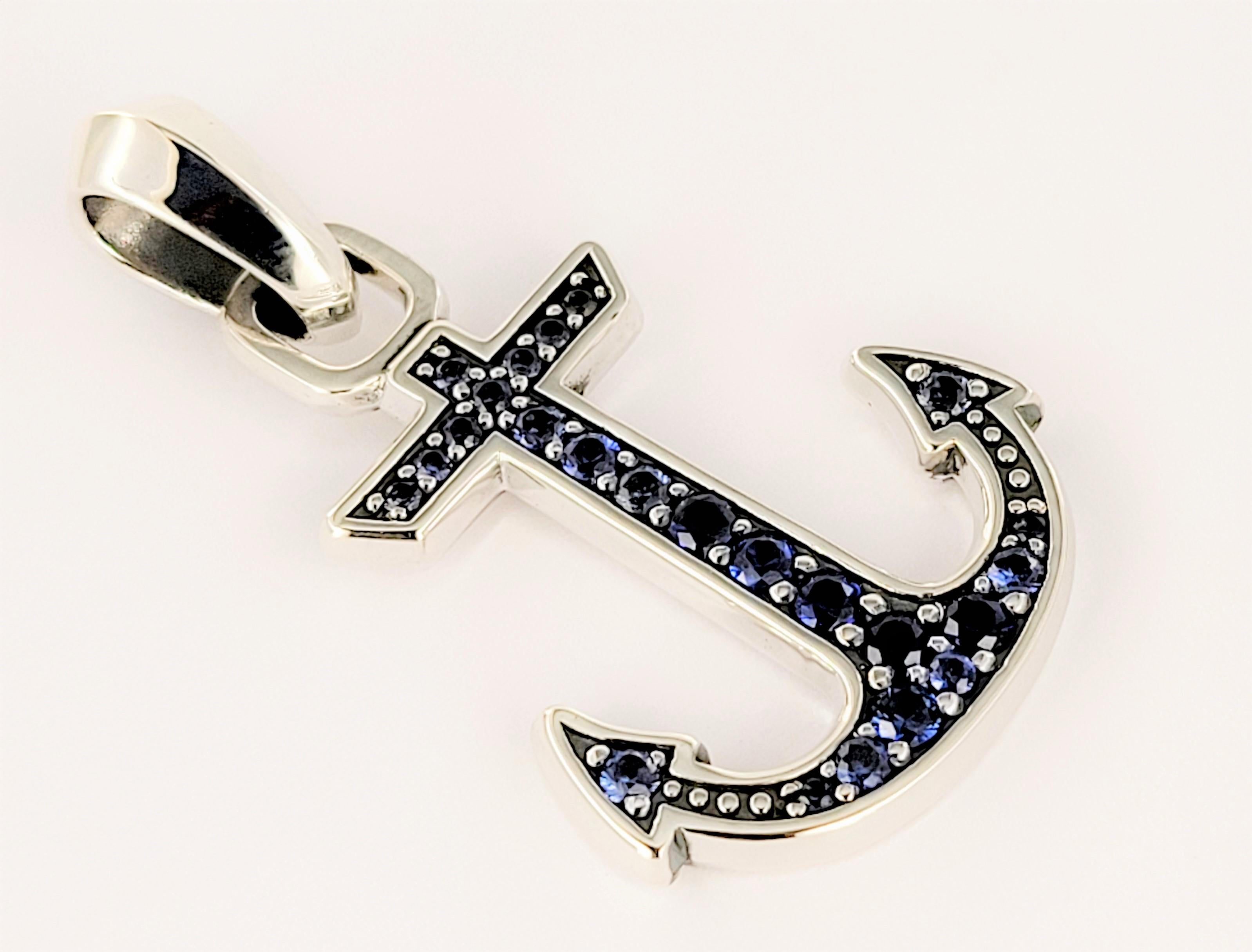 David Yurman 
Maritime Anchor Amulet
Material Sterling Silver
Metal Purity 925
Sapphire approx 0.57ctw
Pendant Length 35.5 mm
With Bail 43.7mm
Weight 8.8gr
Condition new, never worn
David Yurman Pouch Included 
Retail Price $895