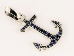 David Yurman Maritime Anchor Amulet Sapphire Silver Pendant