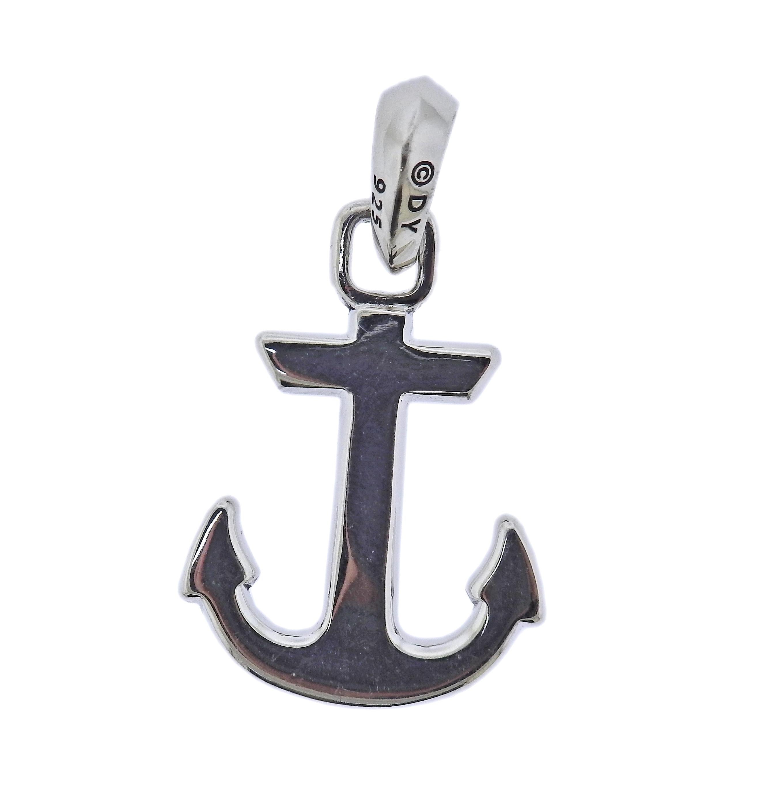 David Yurman: Maritime Anker-Anhänger, Amulett Saphir Silber (Rundschliff) im Angebot