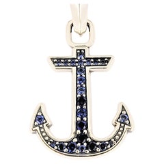 David Yurman Maritime Anchor Amulet Sapphire Silver Pendant