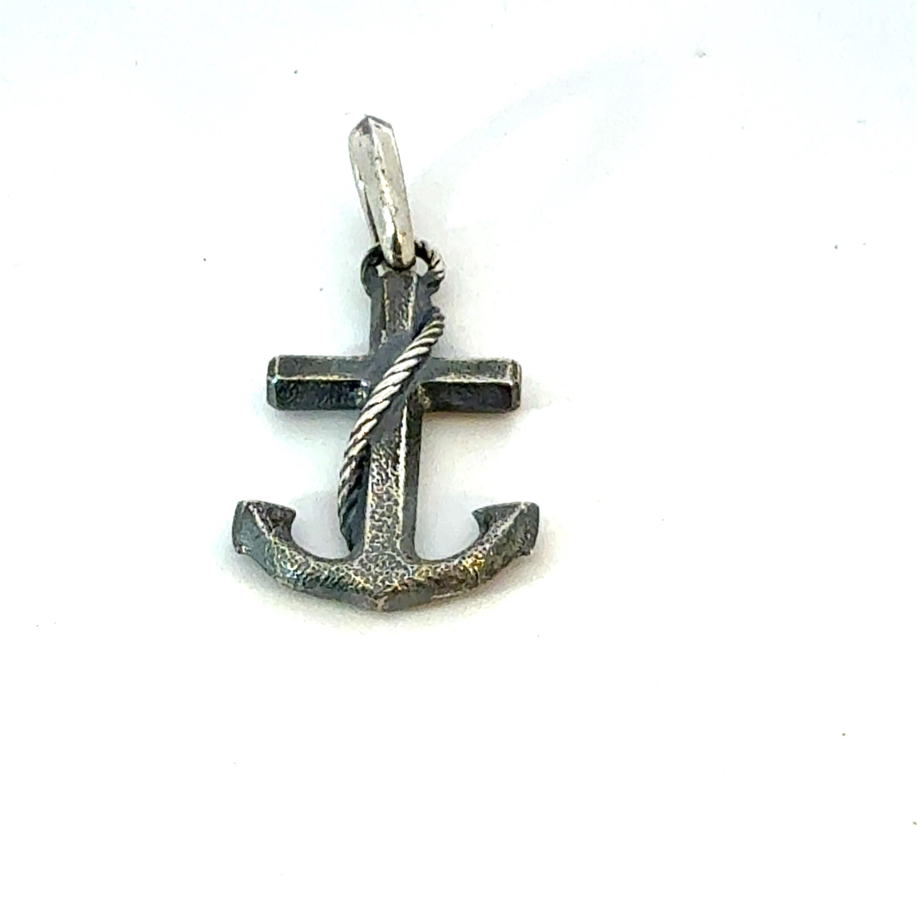David Yurman Maritime Anchor Pendentif de succession en argent sterling Bon état - En vente à Brooklyn, NY