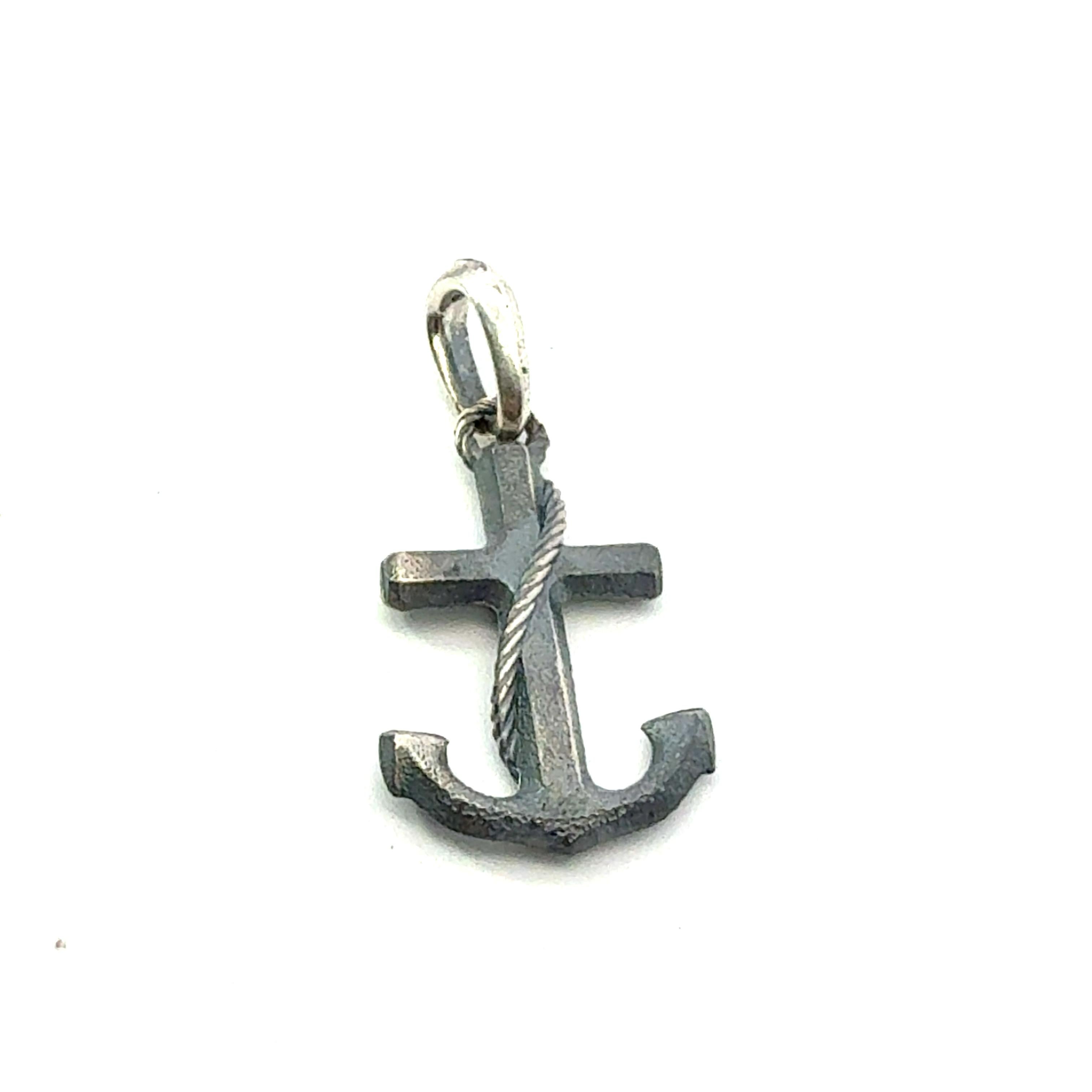 David Yurman Maritime Anchor Pendant Sterling Silver Estate en Bueno estado para la venta en Brooklyn, NY