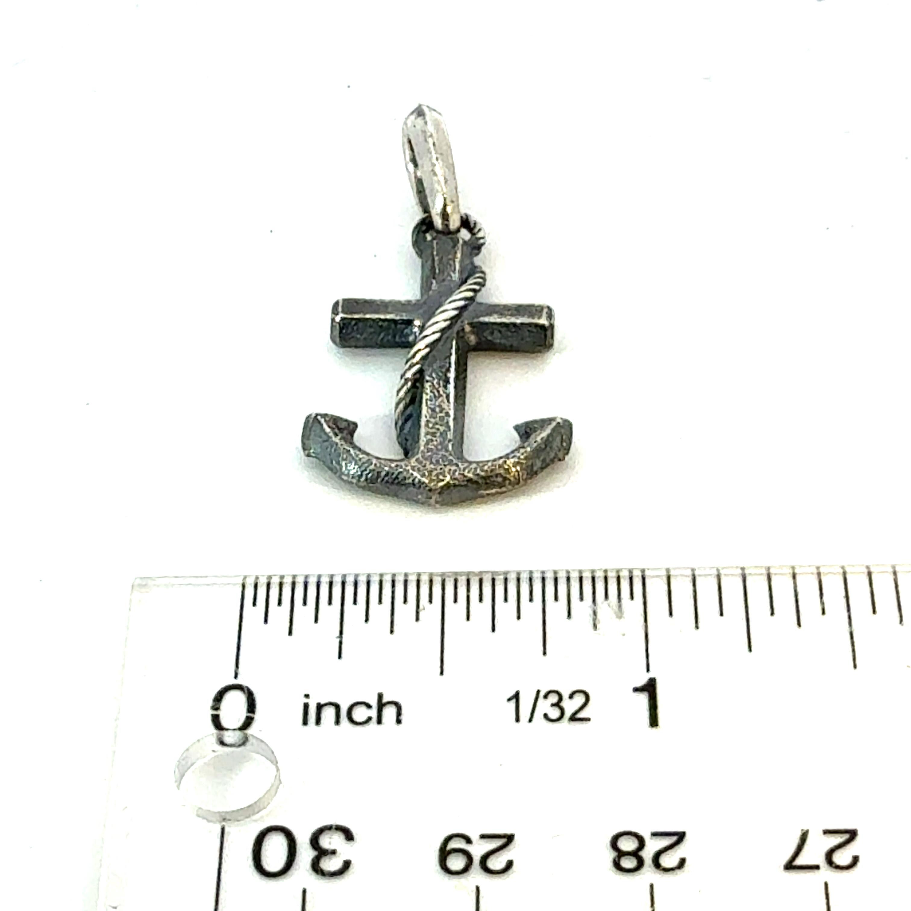 David Yurman Maritime Anchor Pendentif de succession en argent sterling en vente 1