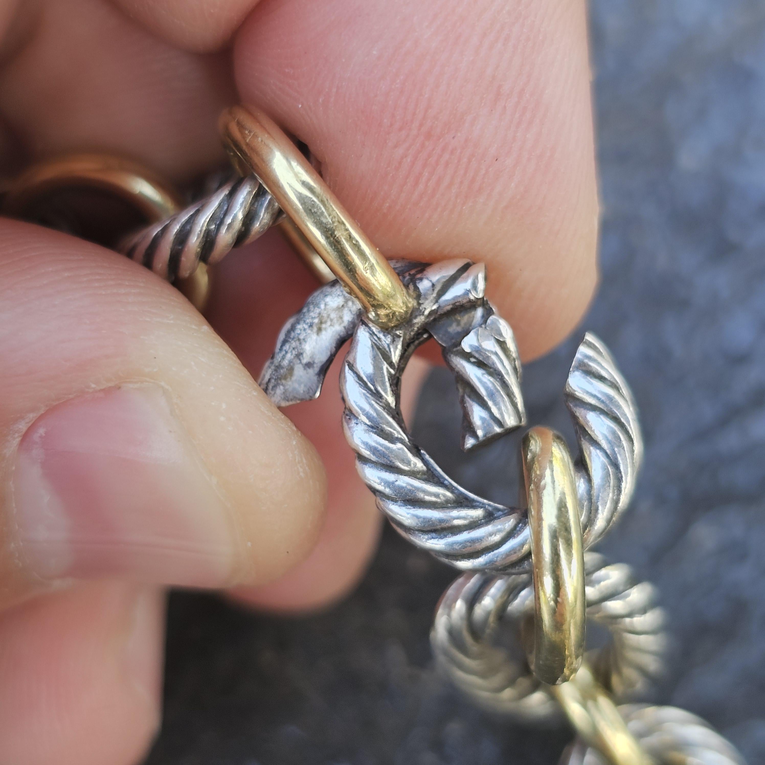 David Yurman Collar de cadena tipo cable con eslabón ovalado mediano de 12 mm Plata de ley de 18 quilates 16 2