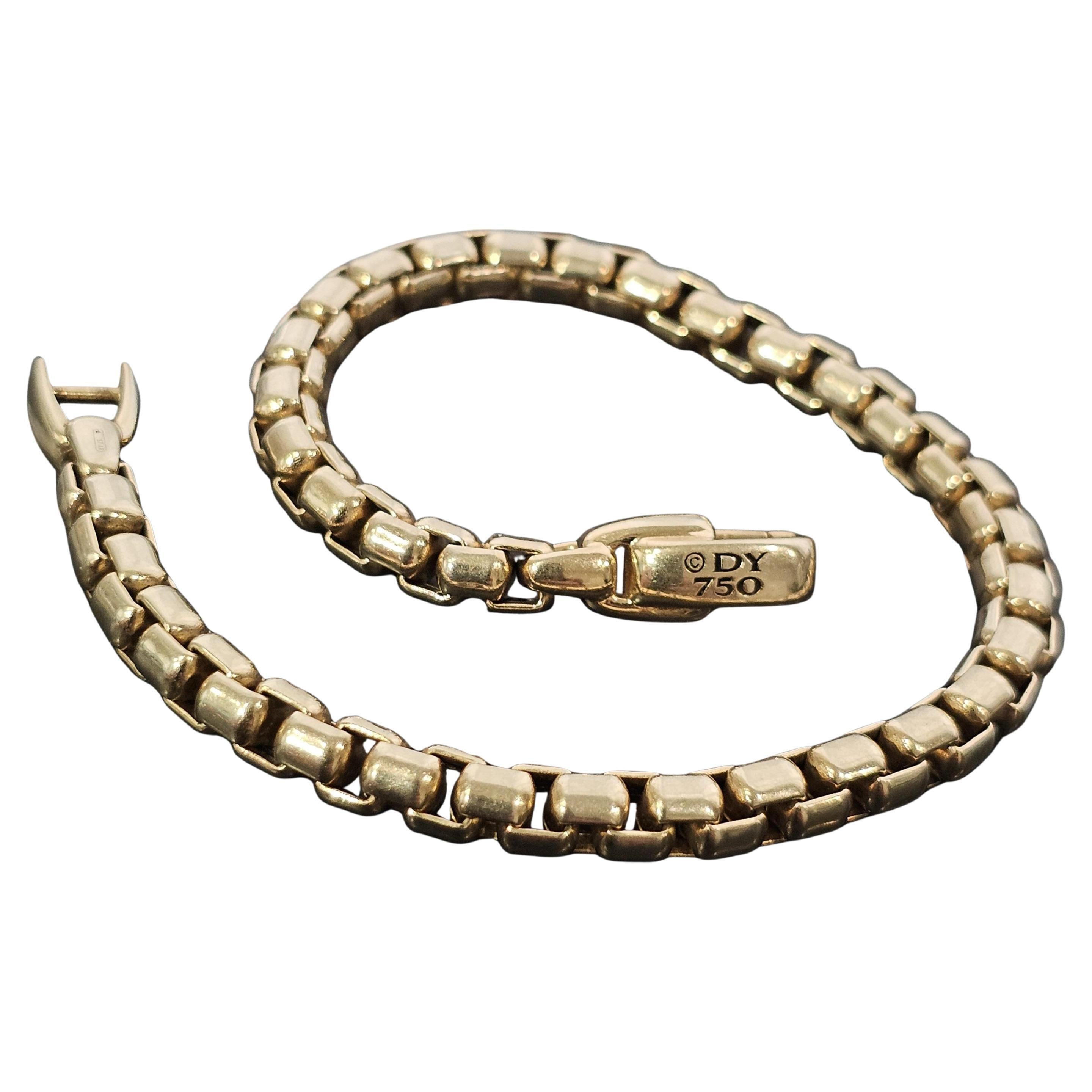David Yurman Medium 5mm Box Chain Bracelet 8" 18k Yellow Gold 18.7g 5900 en vente