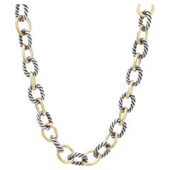 David Yurman Medium Link Cable Chain Necklace 18k Gold and Sterling Silver