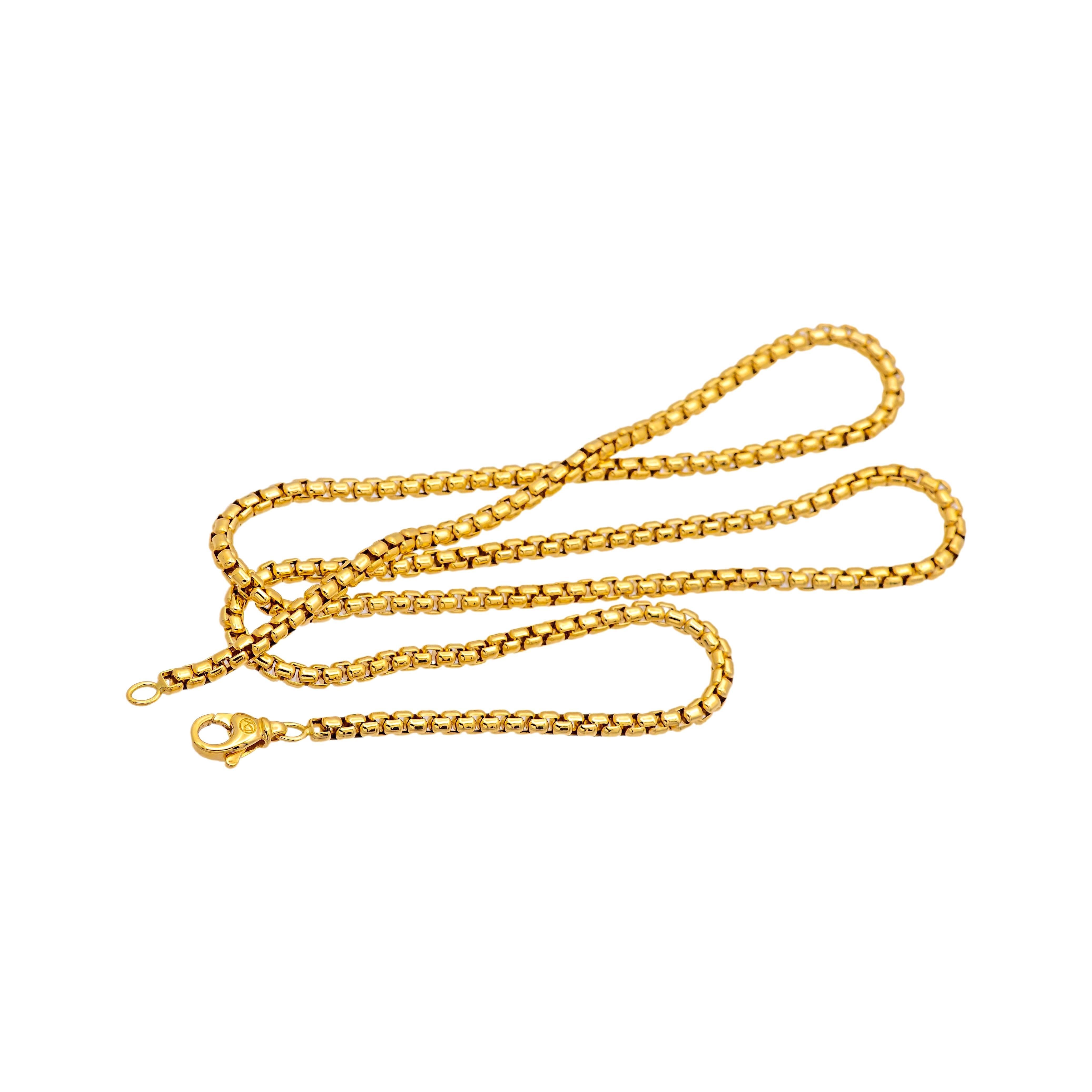 Modern David Yurman Men's 18K Yellow Gold 3.4 mm Box Chain Necklace 26