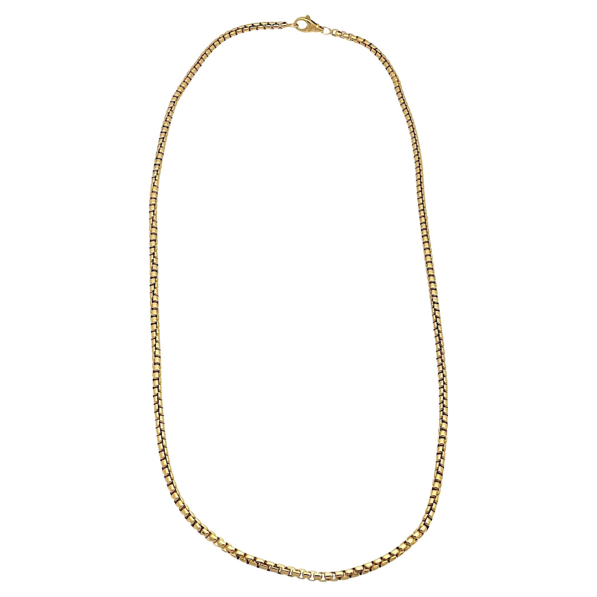 David Yurman Men's 18K Yellow Gold 3.4 mm Box Chain Necklace 26" Long For Sale