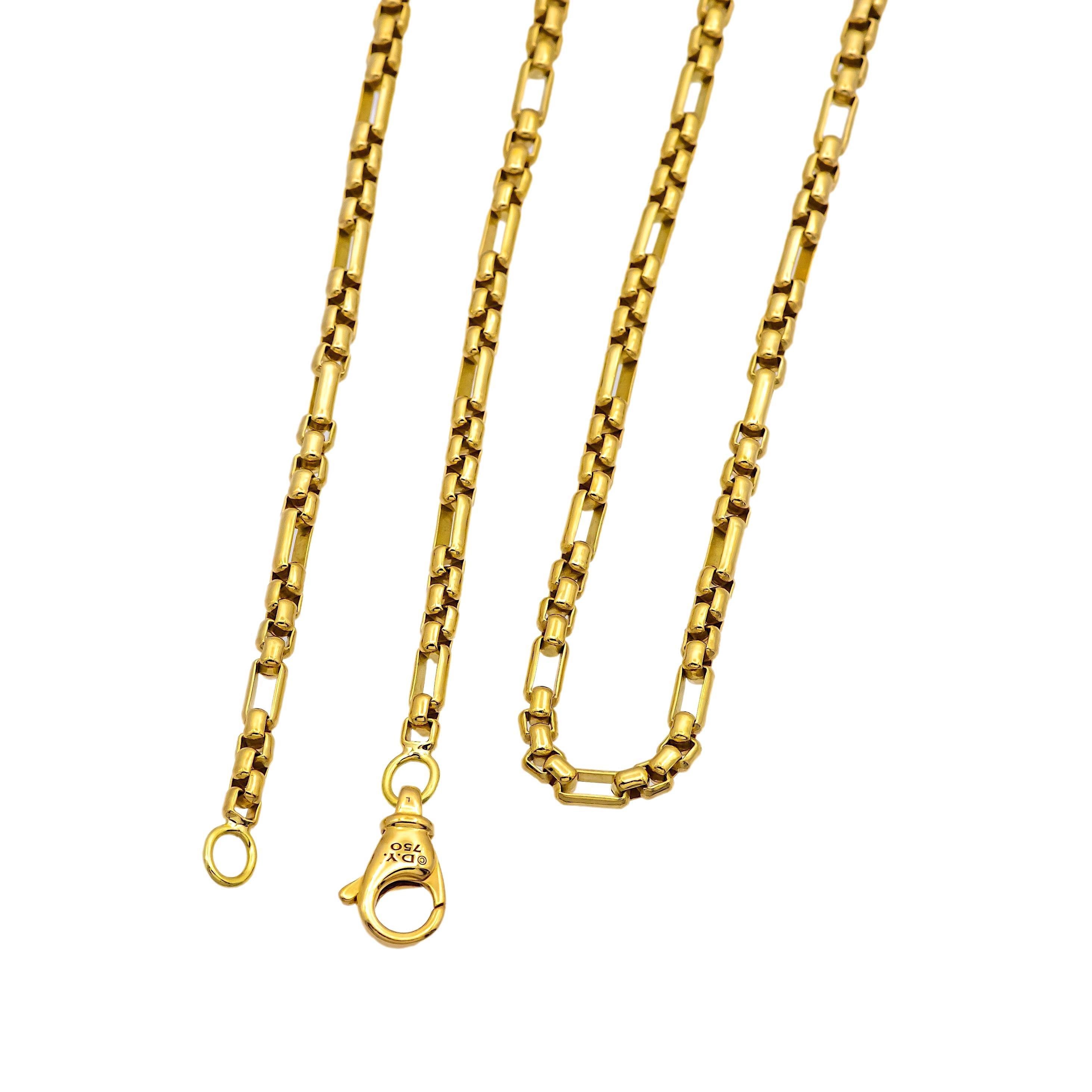 David Yurman Men's 18K Yellow Gold 3mm Open Station Box Chain Necklace 26