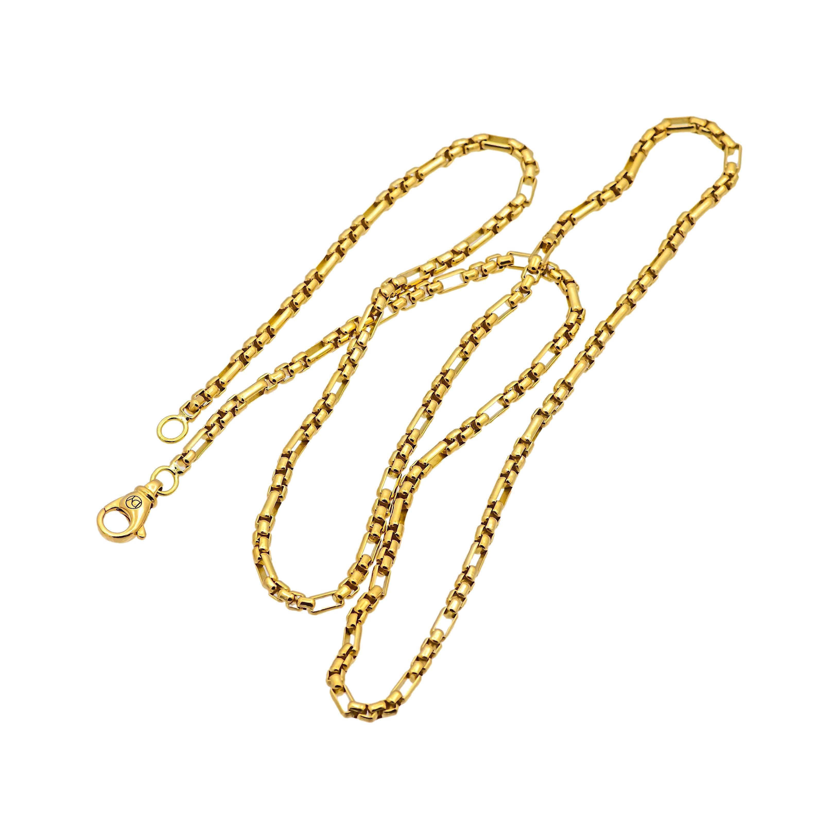 David Yurman Men's 18K Yellow Gold 3mm Open Station Box Chain Necklace 26