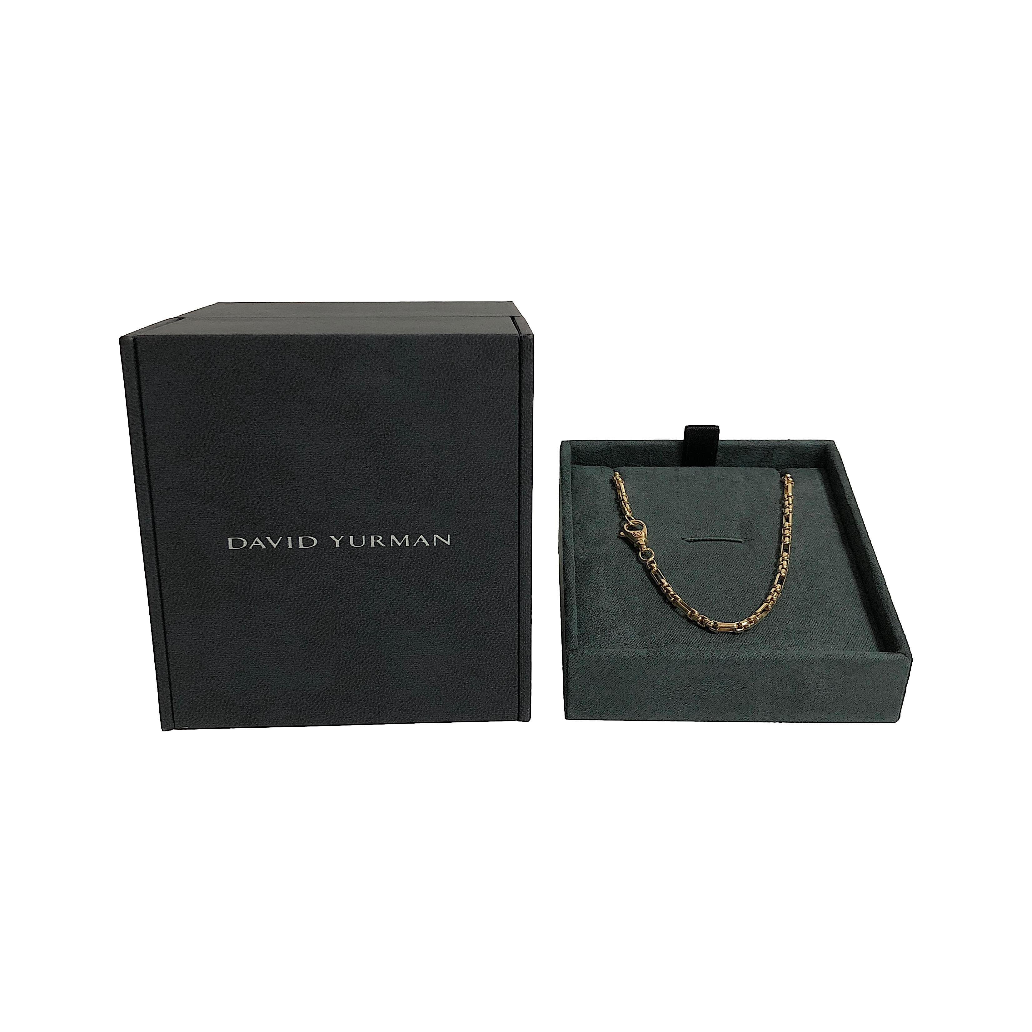 David Yurman Men's 18K Yellow Gold 3mm Open Station Box Chain Necklace 26