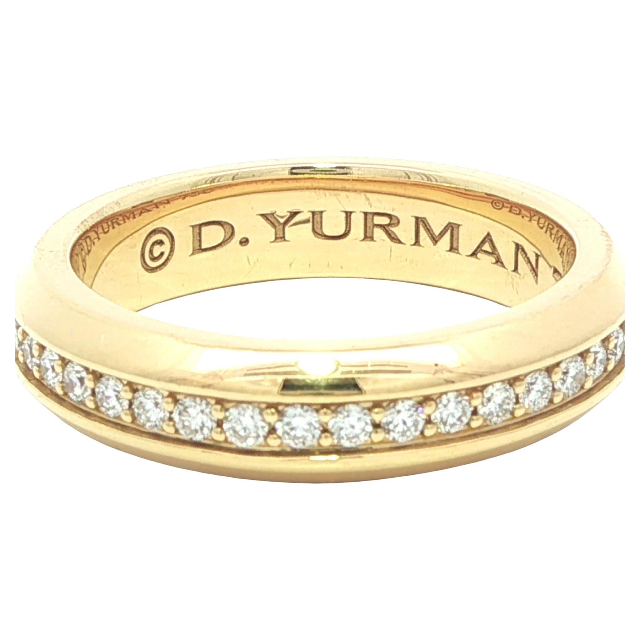 David Yurman Men
s 18k Yellow Gold .90ct Diamond Streamline Band Ring w/ Box