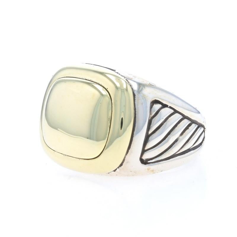 David Yurman Men's Cable Signet Ring Sterling 925 & Yellow Gold 14k Engravable 1