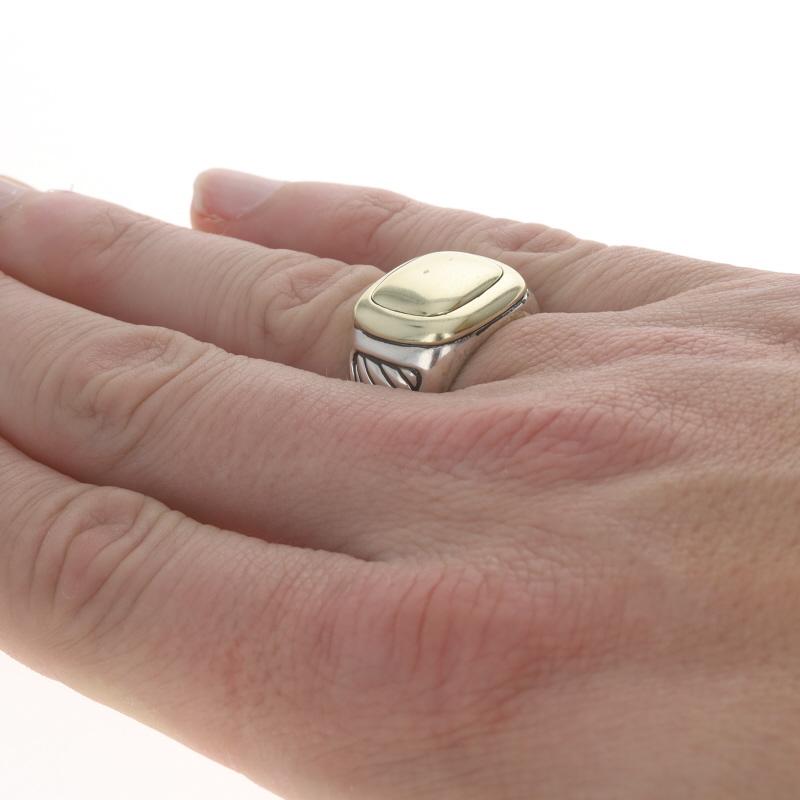David Yurman Men's Cable Signet Ring Sterling 925 & Yellow Gold 14k Engravable 2
