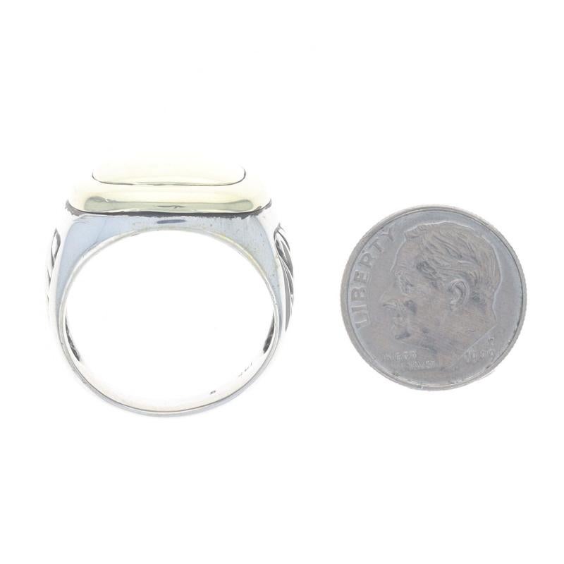 David Yurman Men's Cable Signet Ring Sterling 925 & Yellow Gold 14k Engravable 3