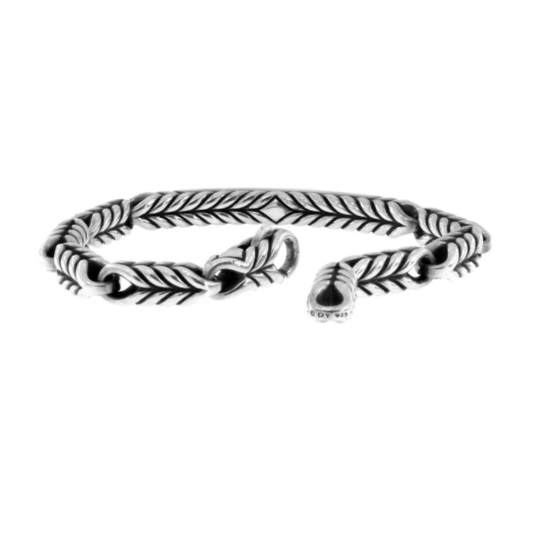 David Yurman Men's Chevron Id with Black Diamonds Bracelet at 1stDibs