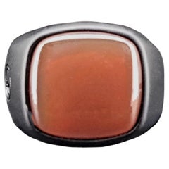 David Yurman Men's Exotic Red Stone Ring in Black Titanium