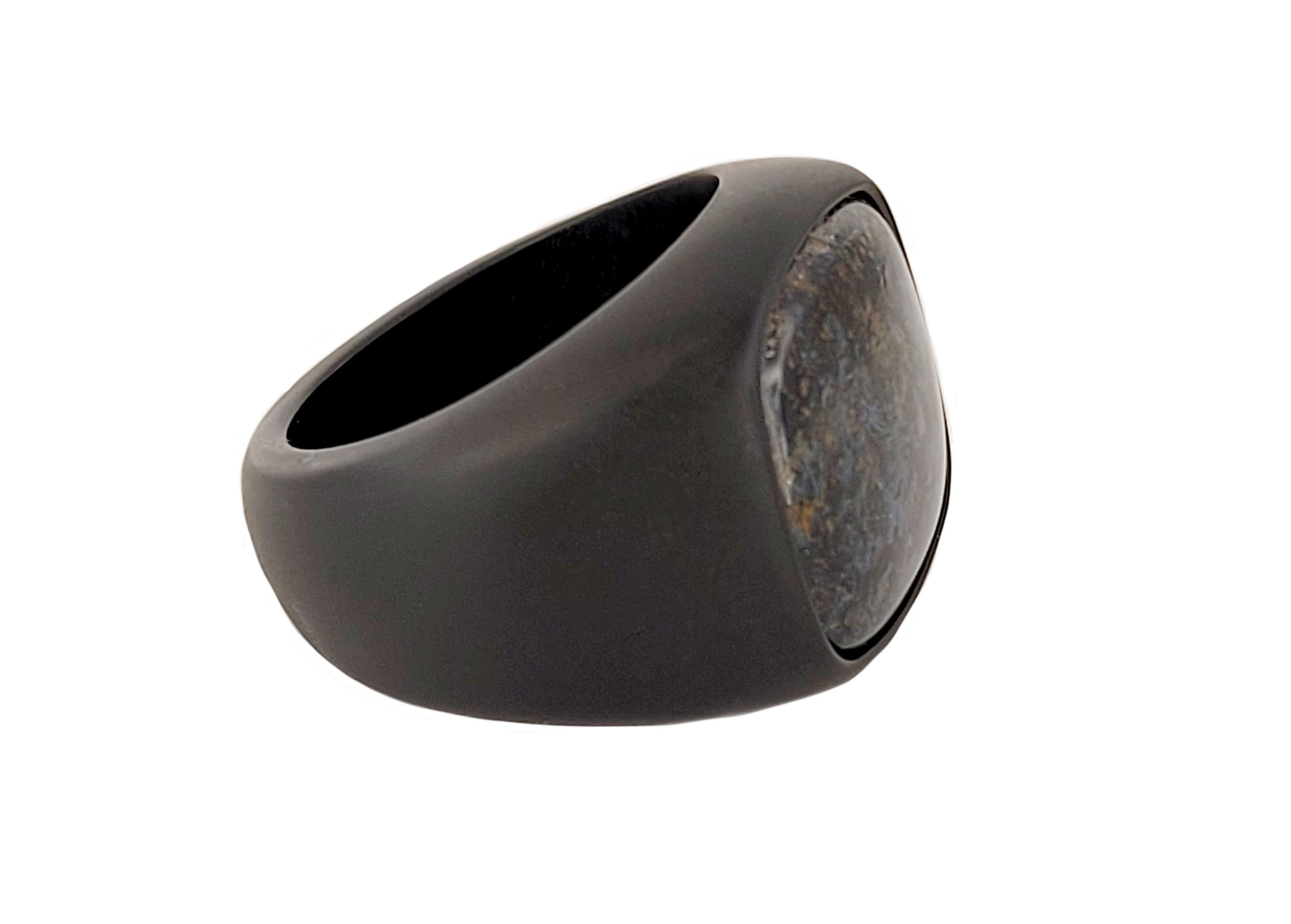 David Yurman Men's Exotic Stone Ring with Pietersite in Black Titanium In New Condition For Sale In New York, NY