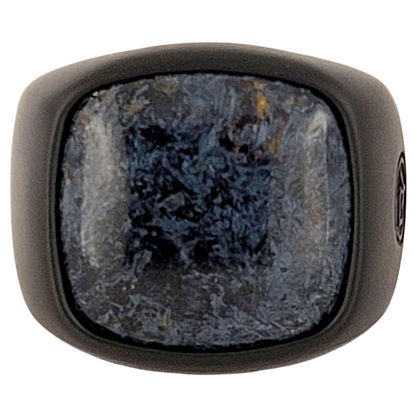 David Yurman Men's Exotic Stone Ring with Pietersite in Black Titanium