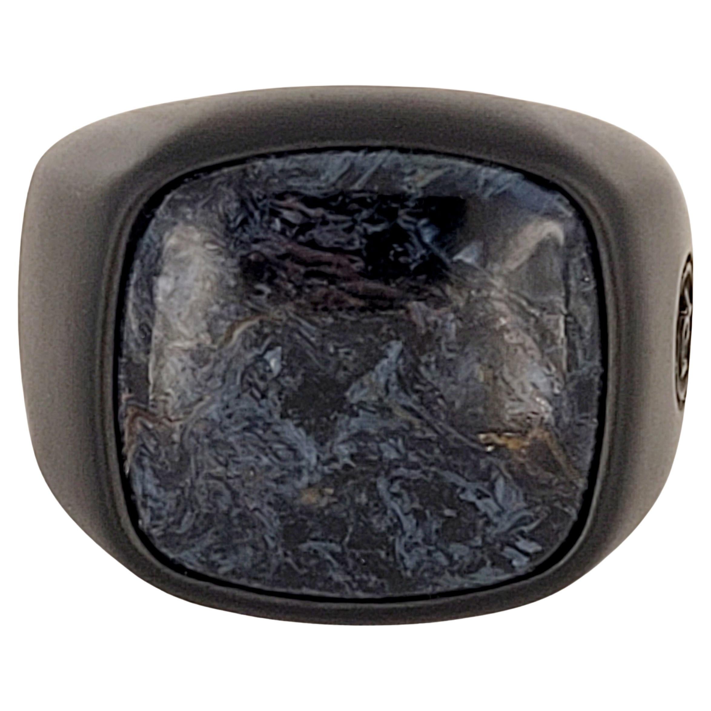 David Yurman Men's Exotic Stone Ring with Pietersite in Black Titanium
