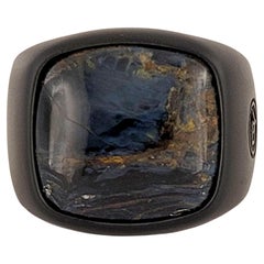 Anello da uomo David Yurman con pietra esotica e pietersite in titanio nero