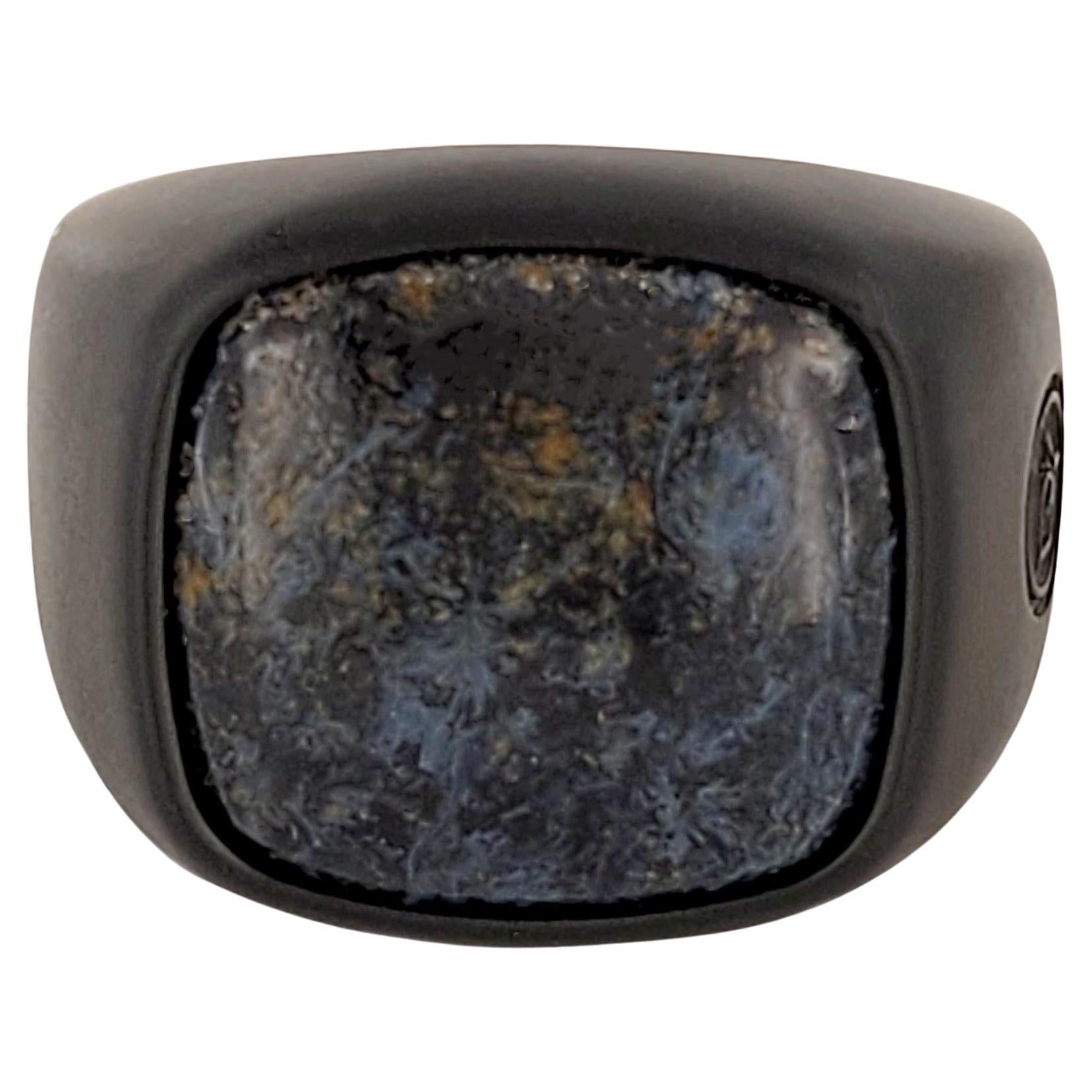 David Yurman Men's Exotic Stone Ring with Pietersite in Black Titanium