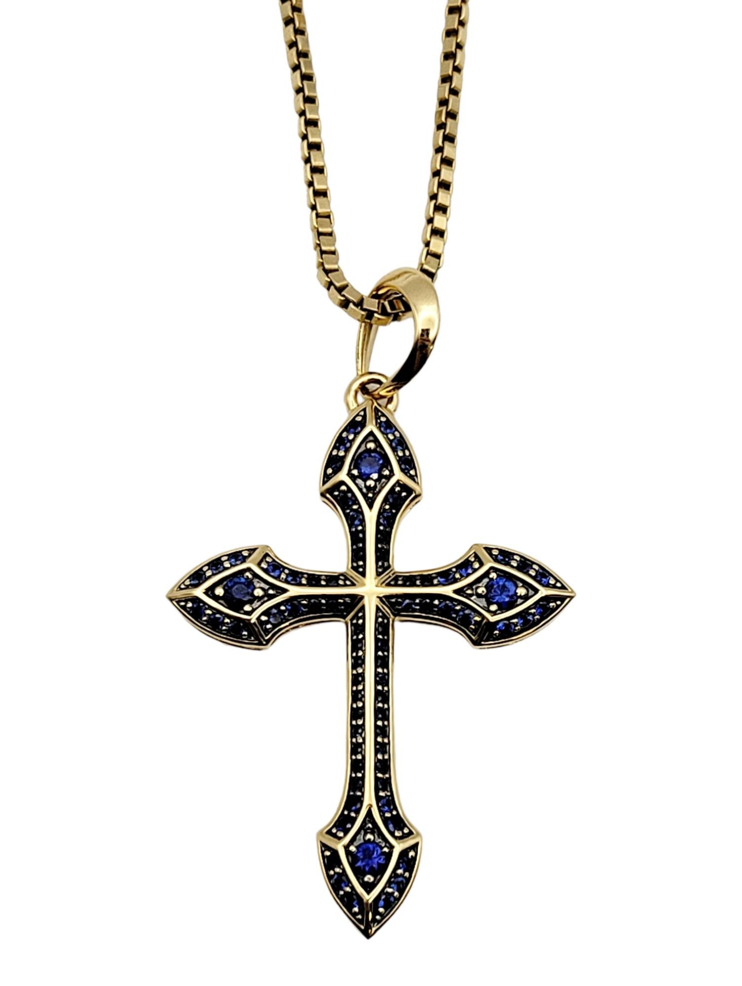 David Yurman Men's Gothic Cross Amulet with Natural Sapphires in 18 Karat Gold 2