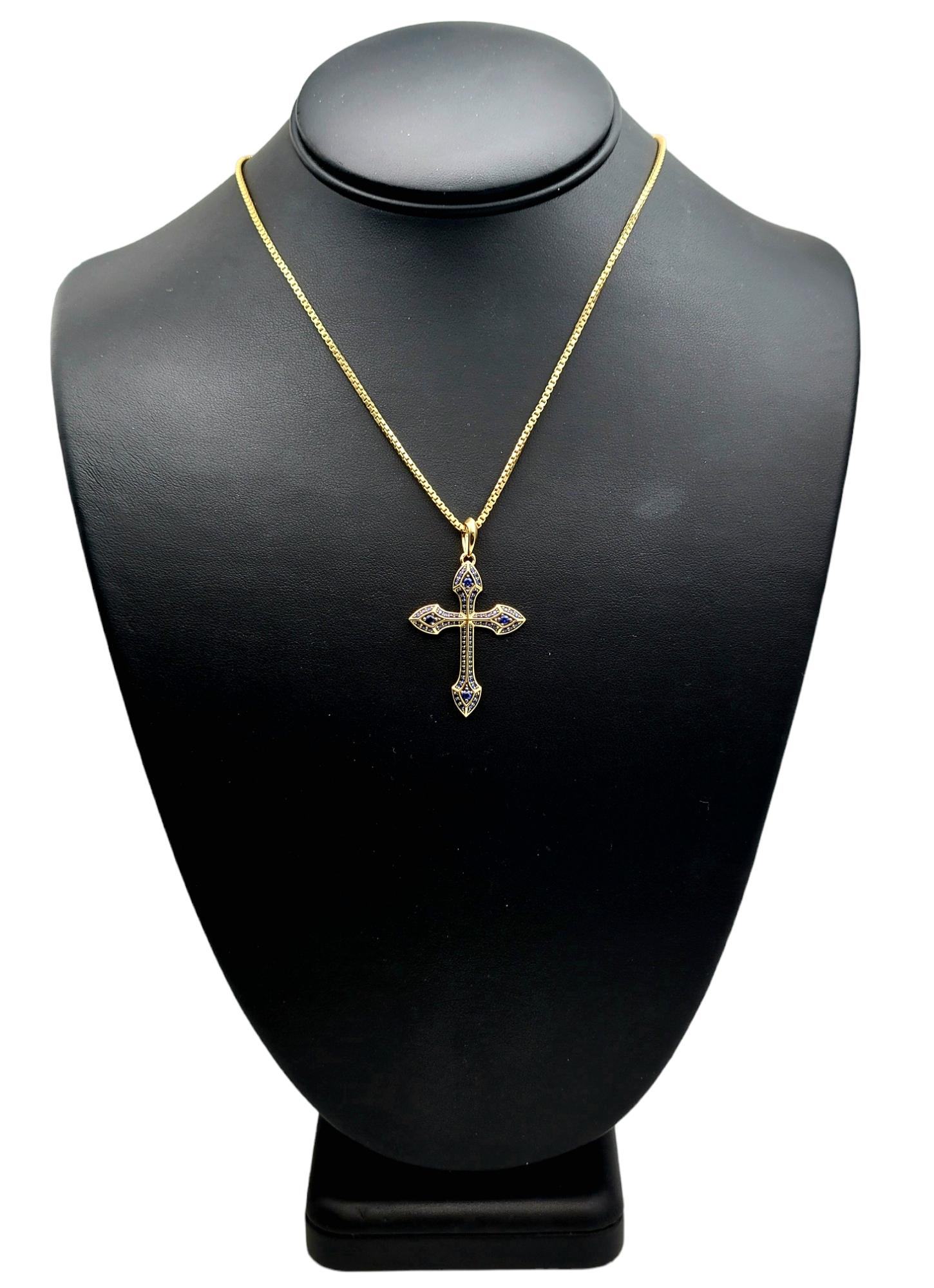 David Yurman Men's Gothic Cross Amulet with Natural Sapphires in 18 Karat Gold 3