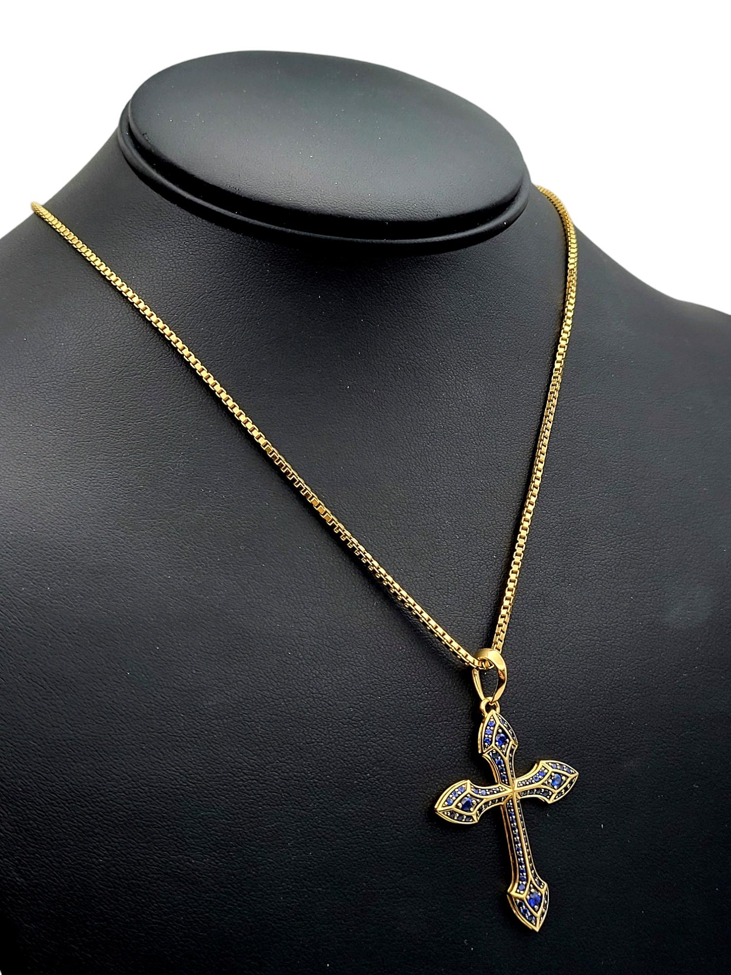 David Yurman Men's Gothic Cross Amulet with Natural Sapphires in 18 Karat Gold 4
