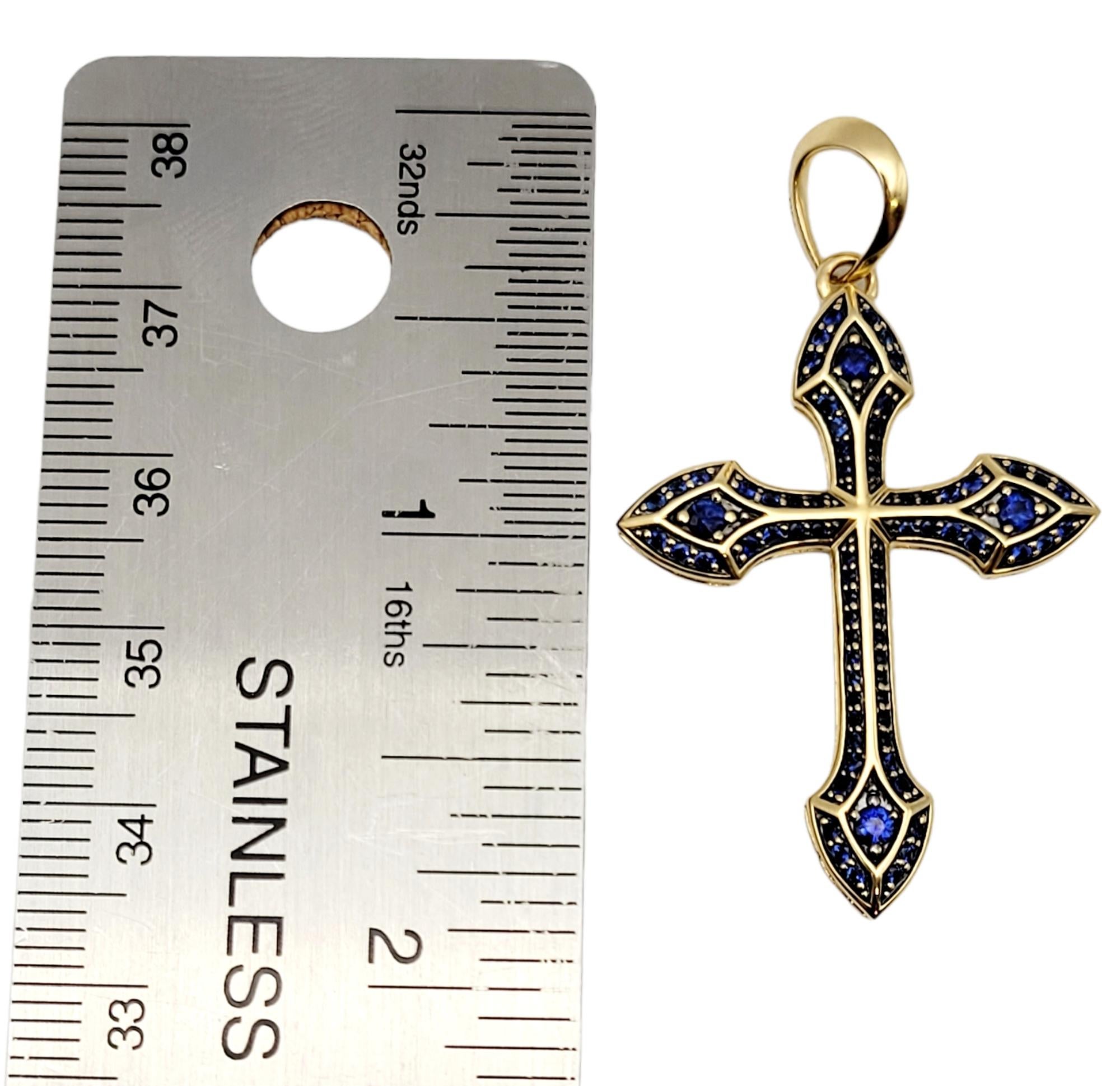 David Yurman Men's Gothic Cross Amulet with Natural Sapphires in 18 Karat Gold 6