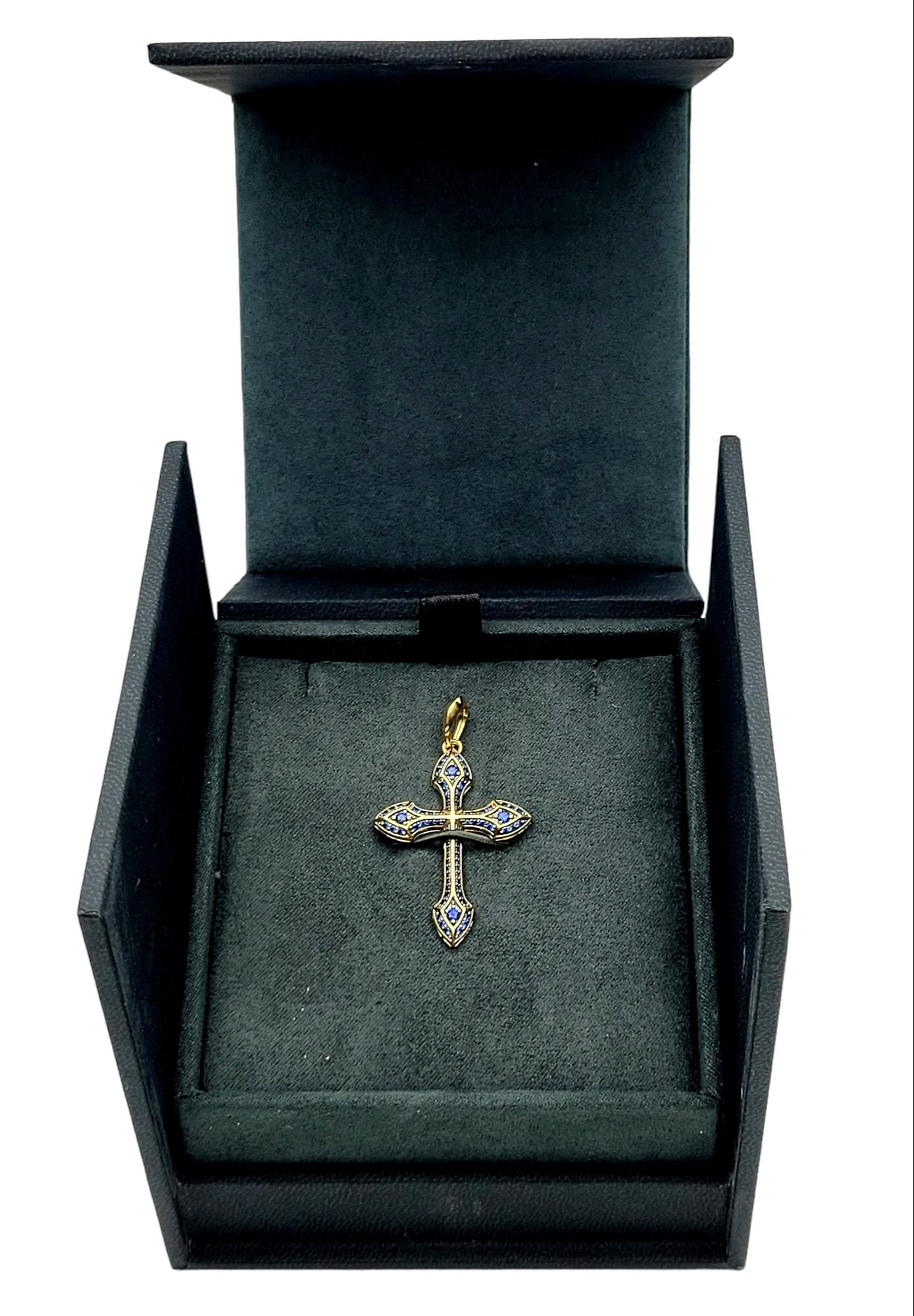 David Yurman Men's Gothic Cross Amulet with Natural Sapphires in 18 Karat Gold 8