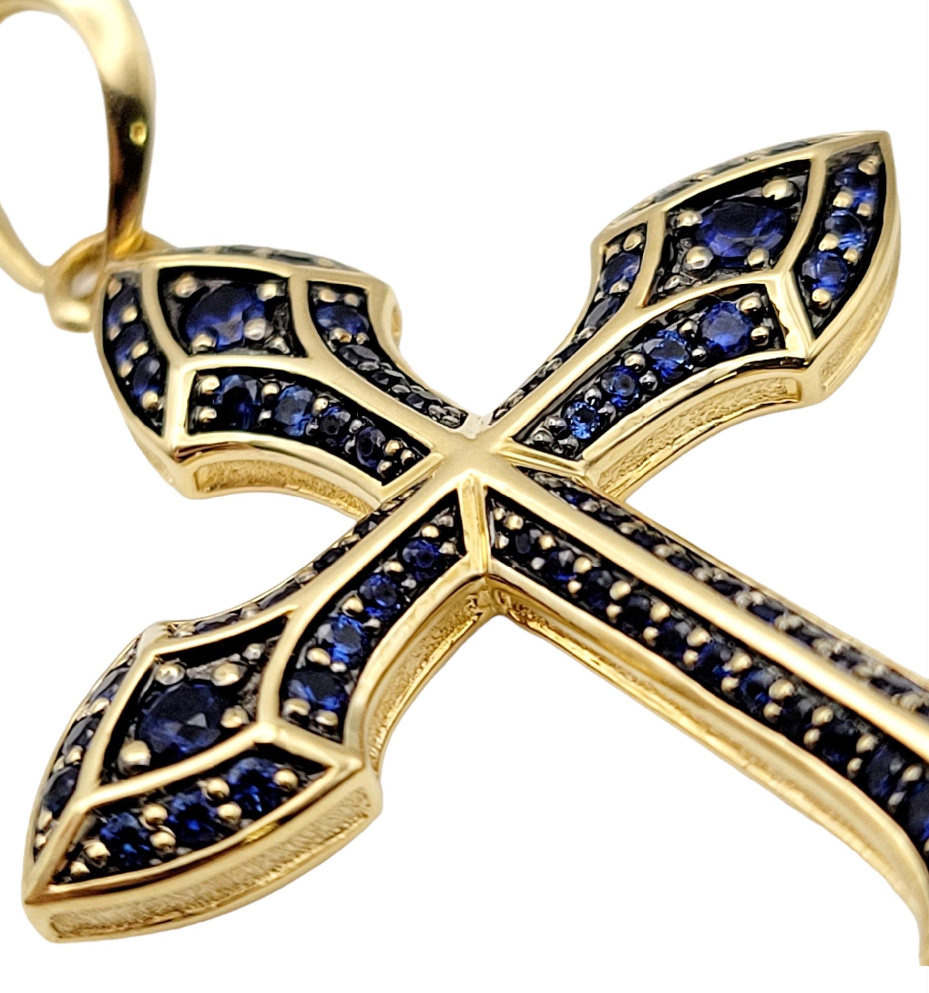 David Yurman Men's Gothic Cross Amulet with Natural Sapphires in 18 Karat Gold 1