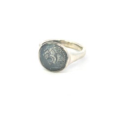 David Yurman Mens Lion Signet Ring Size 8 Sterling Silver Estate