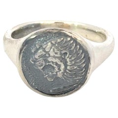 David Yurman Anello con leone da uomo misura 8 A. Silver Estate