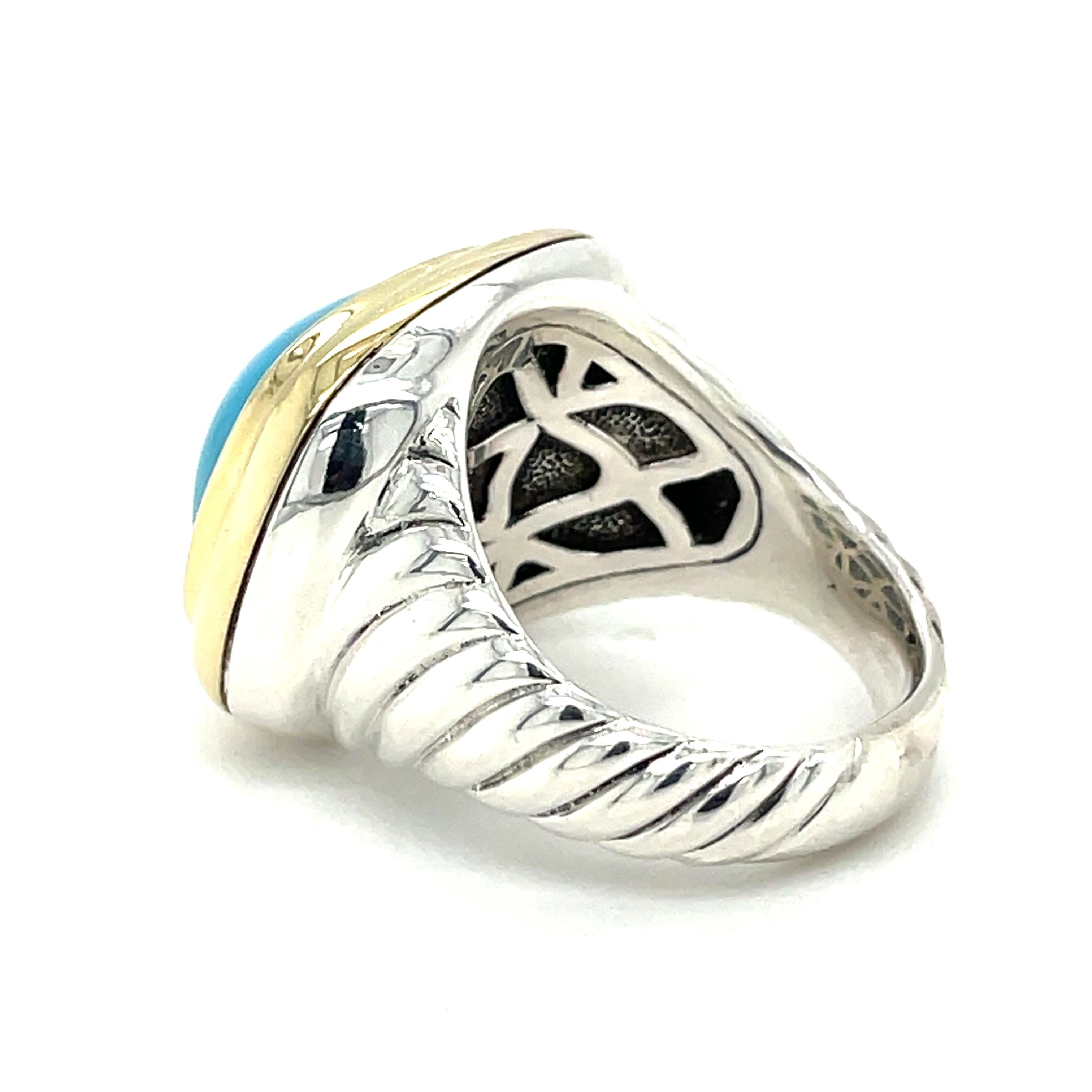 David Yurman Men's Petite Albion Ring Sterling 925 & Yellow Gold 18k For Sale 1