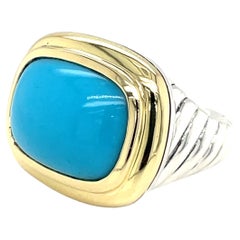 David Yurman Anello Petite Albion da uomo in argento 925 e oro giallo 18k