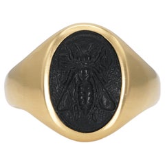 David Yurman Men's Petrvs Bee Signet Ring with Onyx