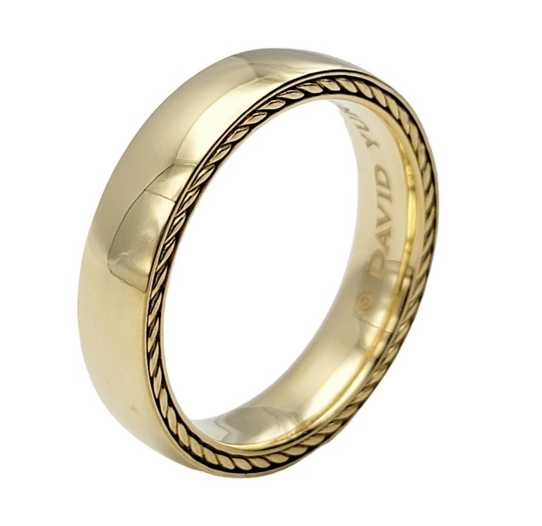 David Yurman Mens Polished 18 Karat Yellow Gold Band Ring with Cable Trim  For Sale at 1stDibs | david yurman male rings, david yurman mens gold  wedding bands, david yurman mens wedding band