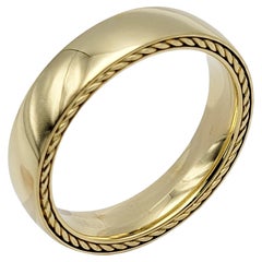 David Yurman Mens Polished 18 Karat Yellow Gold Band Ring with Cable Trim
