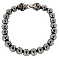 David Yurman Men's Silver 8MM Hematite Spiritual Beads Bracelet 8"