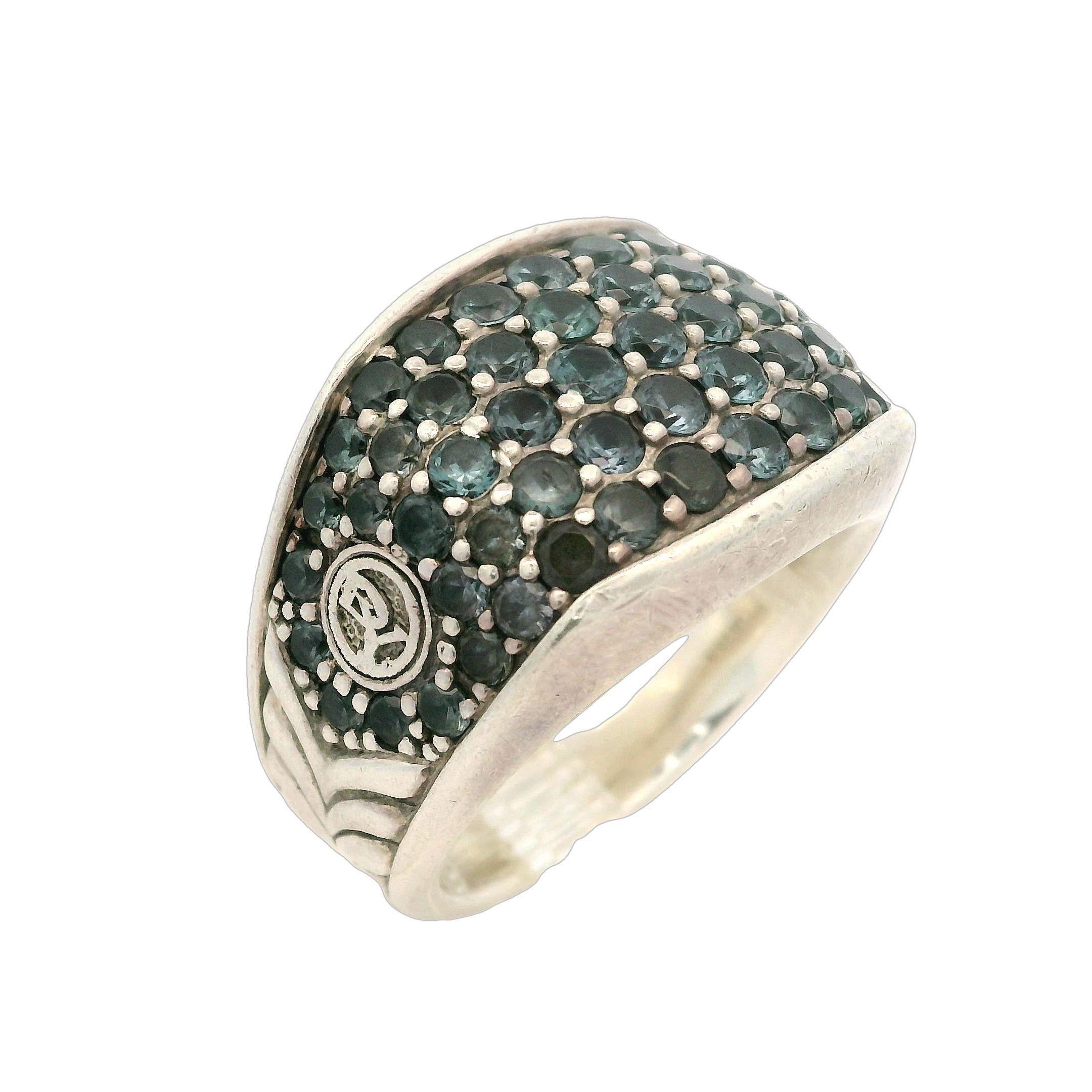 David Yurman Men's Silver Color Change Green Blue Garnet 17.8mm Wide Ring 11