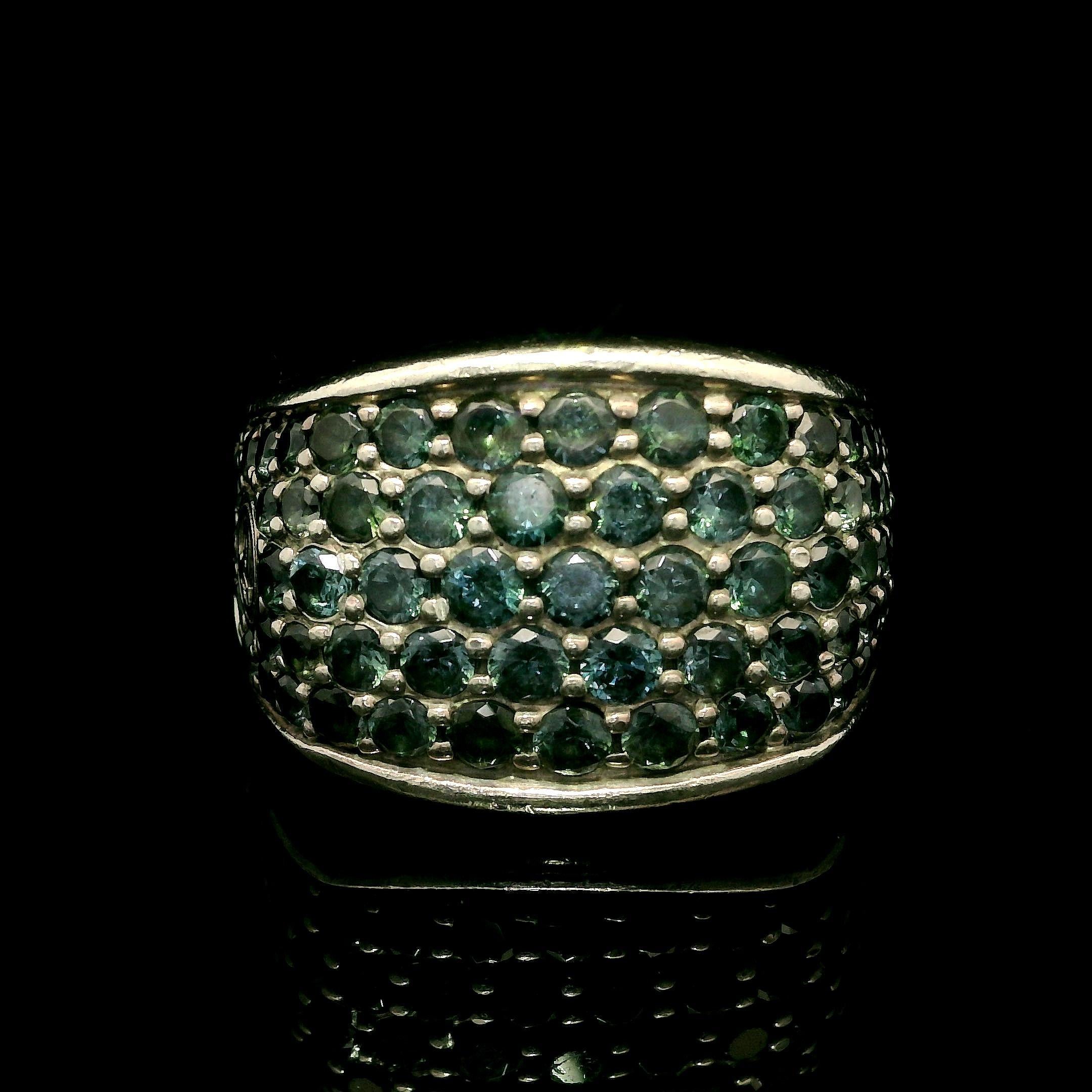 Brilliant Cut David Yurman Men's Silver Color Change Green Blue Garnet 17.8mm Wide Ring