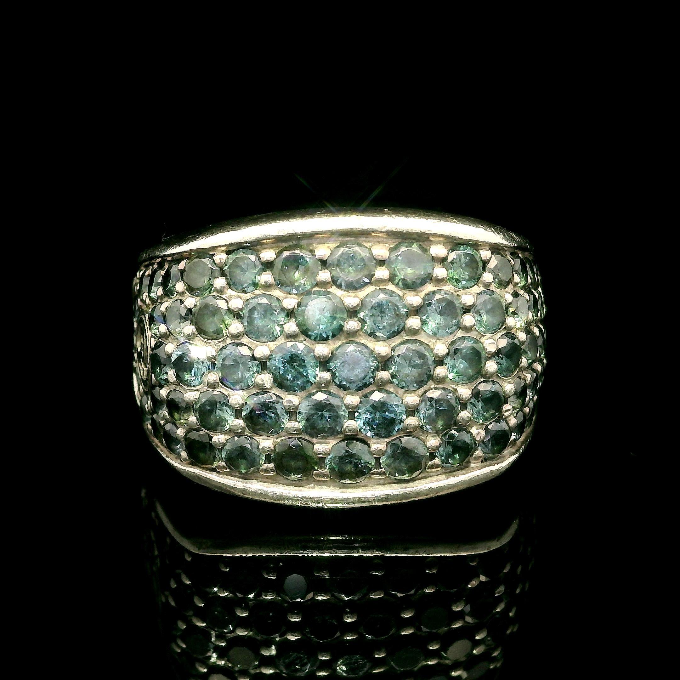 David Yurman Men's Silver Color Change Green Blue Garnet 17.8mm Wide Ring 1