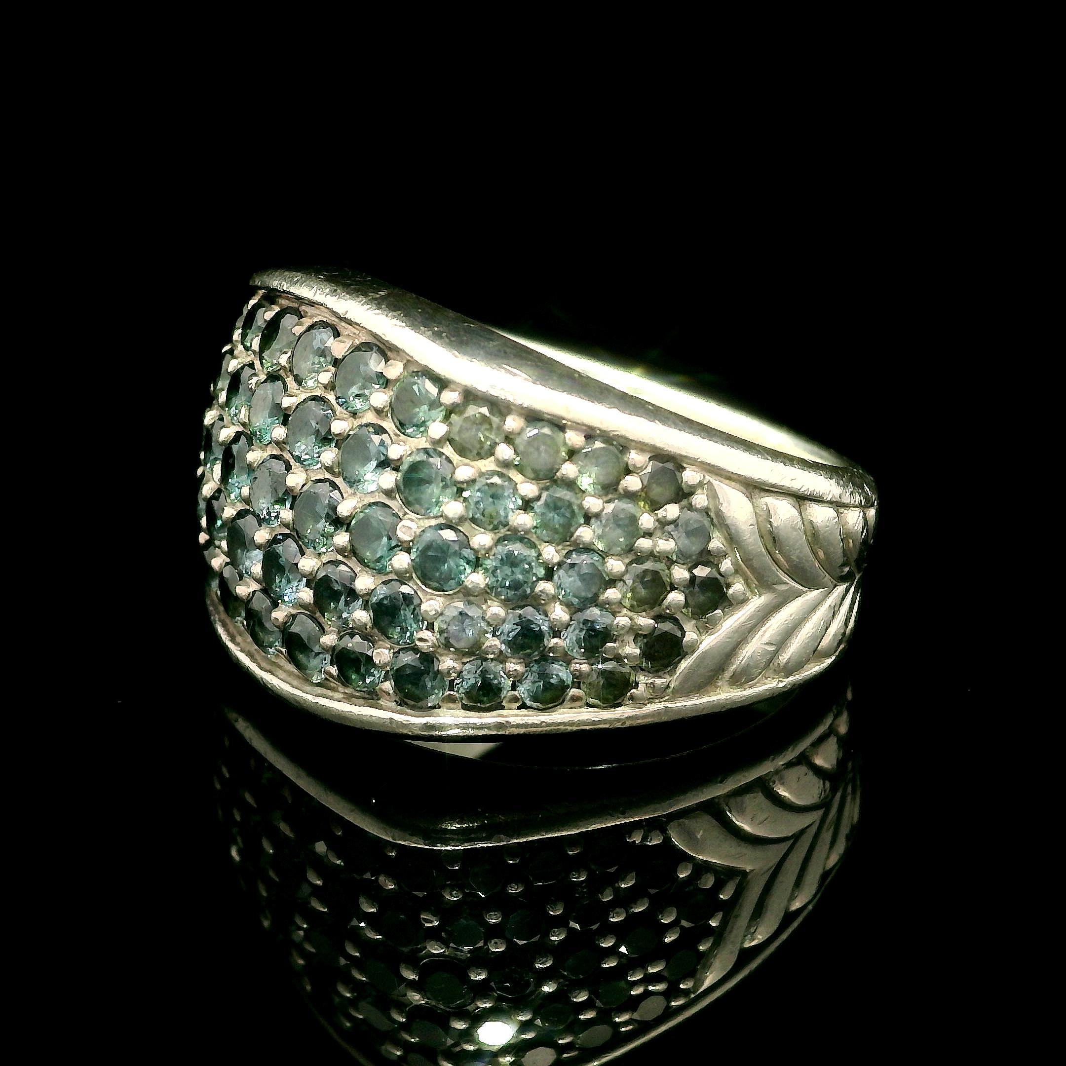 David Yurman Men's Silver Color Change Green Blue Garnet 17.8mm Wide Ring 2