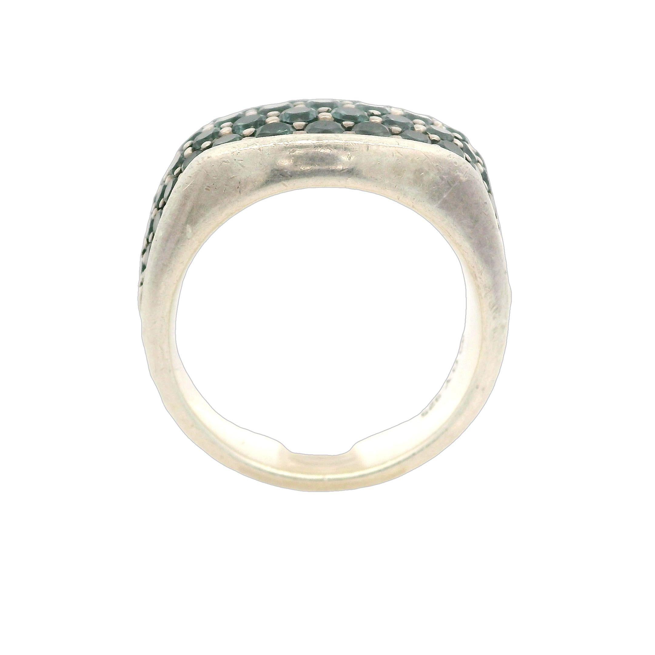 David Yurman Men's Silver Color Change Green Blue Garnet 17.8mm Wide Ring 4