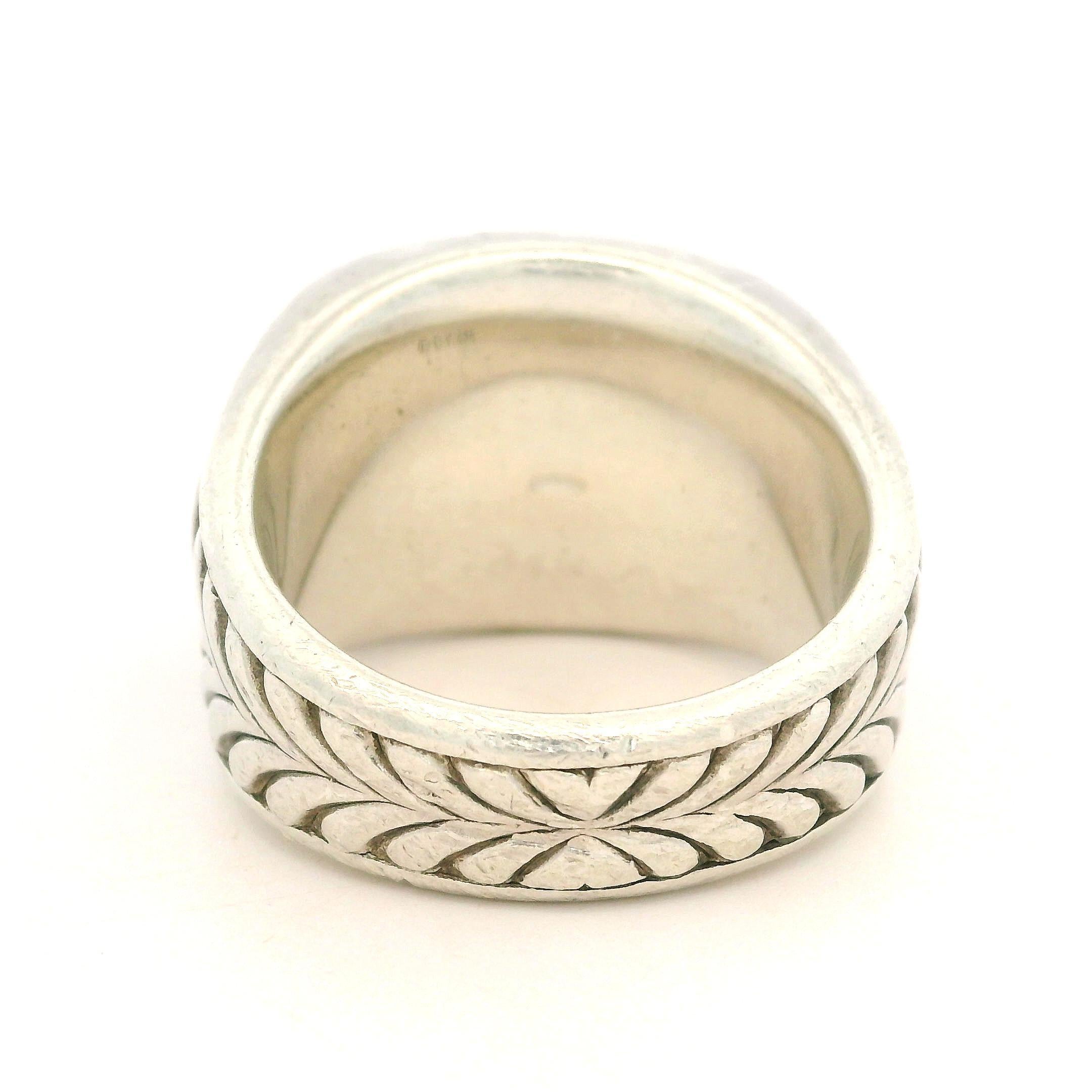 David Yurman Men's Silver Color Change Green Blue Garnet 17.8mm Wide Ring 5