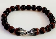 David Yurman Herren- Spiritual Perlenarmband mit Tigerauge und Silber 8 mm