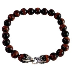 David Yurman Herren- Spiritual Perlenarmband mit Tigerauge und Silber 8 mm