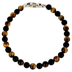 David Yurman Men's Spiritual  Bracelet with Black and Tiger's Eye Beads 6.5mm