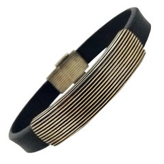 David Yurman Men's Sterling Silver and Black Leather Bracelet